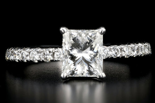 Modern 14K White Gold 1.11 Carat Princess Cut Diamond Engagement Ring - Queen May