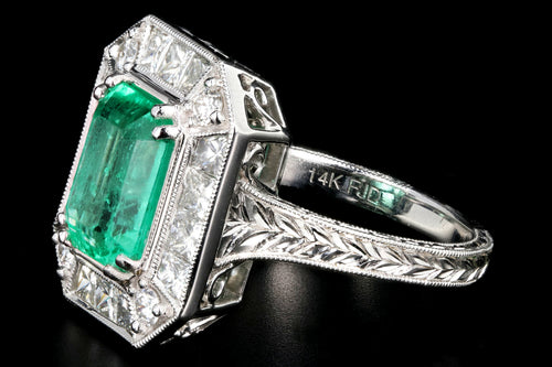 Modern New 2.89CT Colombian Emerald and Diamond Ring GIA Certified - Queen May