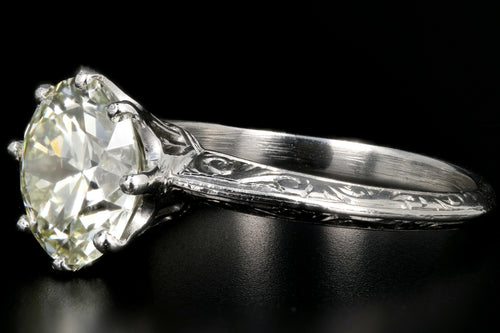 Edwardian Platinum 2.84 Carat Old European Cut Diamond Engagement Ring - Queen May