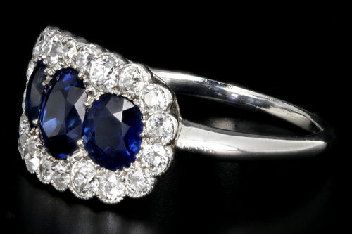 Art Deco Platinum 2.51 Carats Natural No Heat Sapphires and Diamond Ring - Queen May