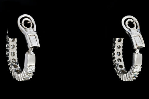 Modern 14K White Gold 4 Carat Total Weight Diamond Huggie Earrings - Queen May