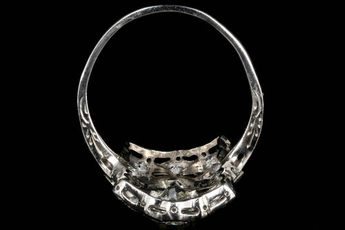 Art Deco Platinum Three Stone Old European Diamond Shield Ring 2.5 CTW - Queen May