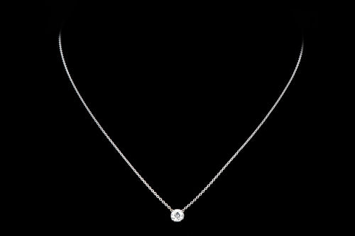 New 14K White Gold .76 Carat Diamond Necklace GIA Certified - Queen May
