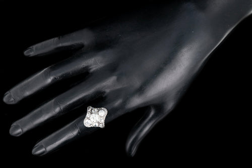 Art Deco Platinum Old European Cut Diamond 3 Stone Cluster Ring C.1920's - Queen May