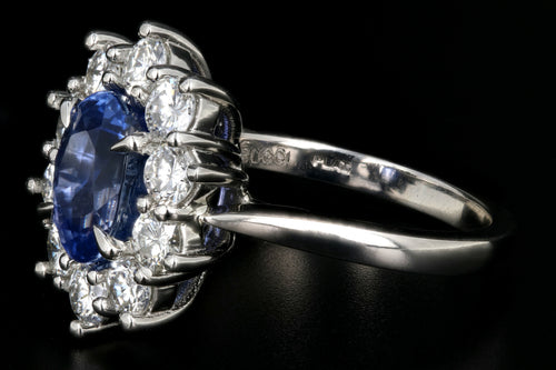 New Platinum 3.53 Carat No Heat Color Changing Ceylon Sapphire Diamond Halo Ring GIA Certified - Queen May
