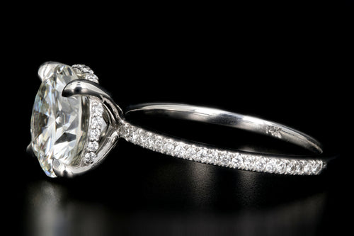 New 14K White Gold 3.35 Carat Round Brilliant Cut Diamond Engagement Ring GIA Certified - Queen May