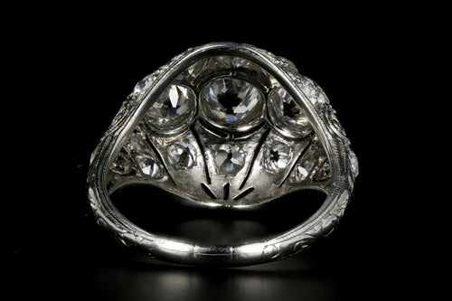 Art Deco Platinum 2.53 Carat Total Weight Three Stone Diamond Ring - Queen May