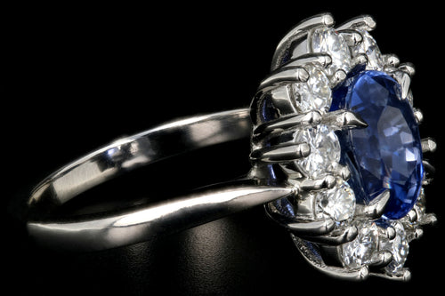 New Platinum 3.53 Carat No Heat Color Changing Ceylon Sapphire Diamond Halo Ring GIA Certified - Queen May