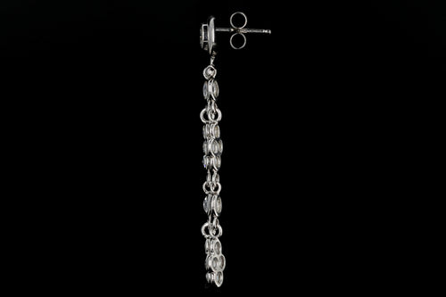 Modern 14K White Gold Rose Cut and Round Brilliant Cut Diamond Drop Earrings - Queen May