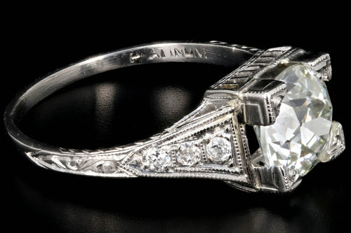 Art Deco Platinum 2.02 Carat Old European Cut Diamond Ring GIA Certified - Queen May