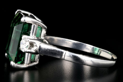 Modern Platinum  6.35 Carat Green Tourmaline and Diamond Ring - Queen May
