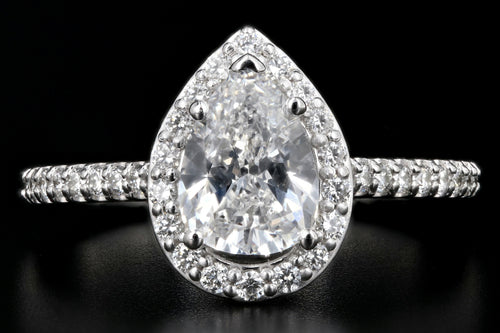 Modern 14K White Gold 1.08CT Pear Cut Diamond Ring GIA Certified - Queen May