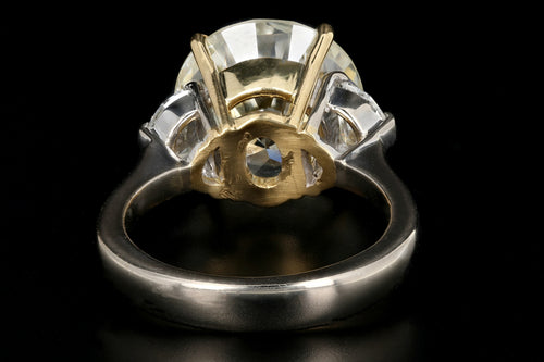 Modern 18K Gold 8.40 Carat Round Cut Diamond With Two Half Moon Cut Diamonds Engagement Ring - Queen May