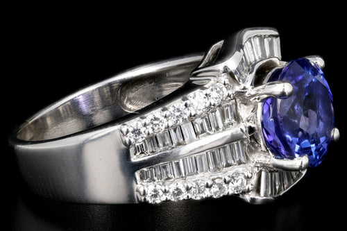 Modern 14K White Gold 2.15CT Round Cut Tanzanite and Diamond Ring - Queen May