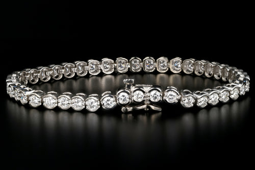Modern 14K White Gold 4.5 Carat Diamond Tennis Bracelet 7.25" - Queen May