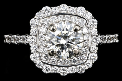 New  14K White Gold 1.06 Carat Diamond Halo Engagement Ring - Queen May
