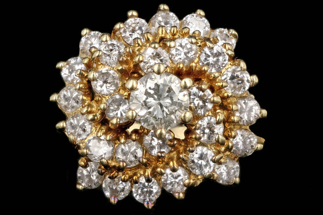 Vintage 14K Yellow Gold 1.04CTW Diamond Cluster Ring - Queen May