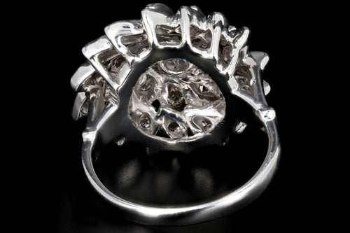 Retro 14K White Gold Diamond Cocktail Sunburst Cluster Ring c.1960's - Queen May