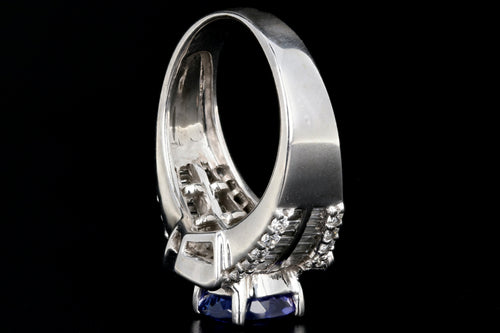 Modern 14K White Gold 2.15CT Round Cut Tanzanite and Diamond Ring - Queen May