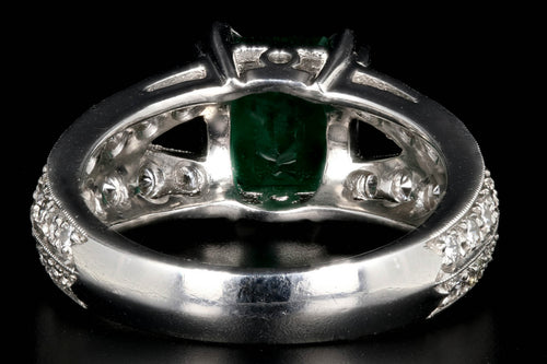 Modern Platinum 1.5 Carat Natural Emerald and Diamond Ring GIA Certified - Queen May