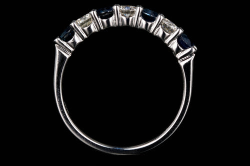 New 14K White Gold Diamond and Sapphire Half Band - Queen May