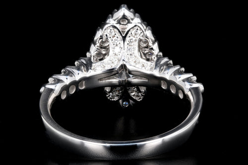 New 14K White Gold .78 Carat Marquise Cut Diamond Halo Engagement Ring GIA Certified - Queen May