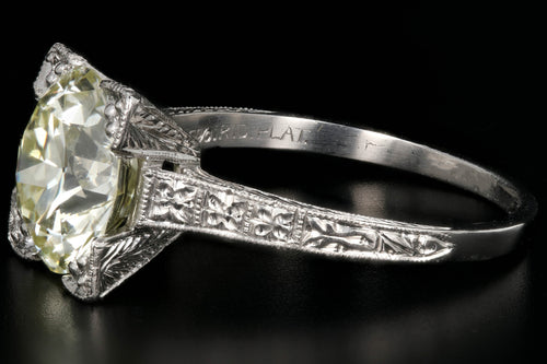 Art Deco Platinum 3.32 Carat Old European Cut Diamond Ring GIA Certified - Queen May