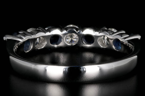 New 14K White Gold Diamond and Sapphire Half Band - Queen May