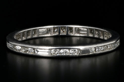 Art Deco Platinum Baguette and Round Cut .76 CTW Diamond Eternity Band c.1930's - Queen May