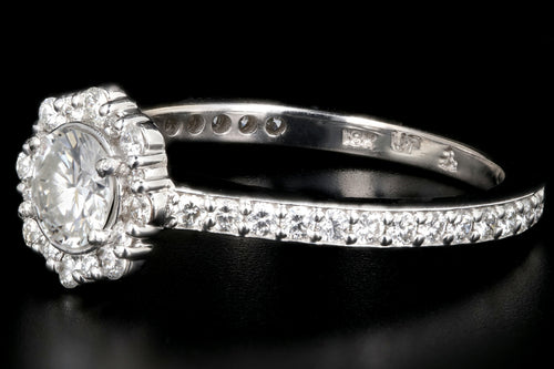 New 18K White Gold .58 Carat Round Brilliant Cut Diamond Engagement Ring GIA Certified - Queen May