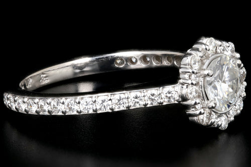 New 18K White Gold .58 Carat Round Brilliant Cut Diamond Engagement Ring GIA Certified - Queen May