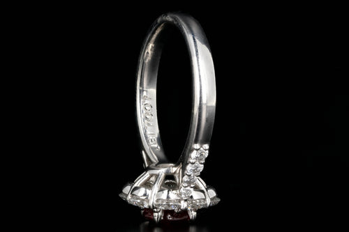 Modern Platinum 1.01 Carat Natural No Heat Ruby and 1 Carat Round Brilliant Diamond Ring GIA Certified - Queen May