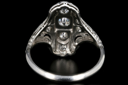 Art Deco Platinum Diamond Shield Ring Size 5.75 - Queen May