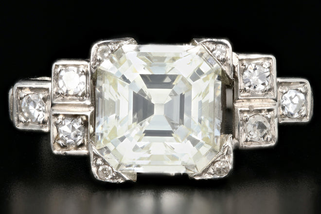 Art Deco 2.52CT Antique Asscher Cut Diamond Engagement Ring GIA Certified - Queen May