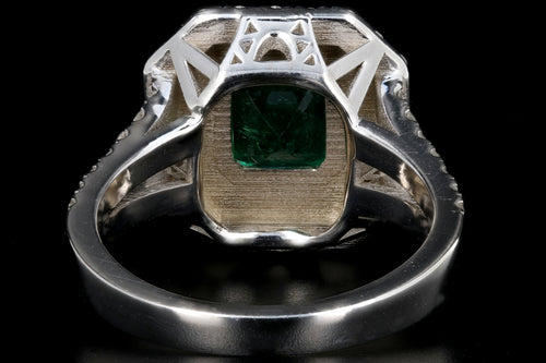 New 18K White Gold 2.15 Carat Zambian Emerald and Diamond Ring - Queen May