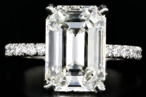New Platinum 5.02 Carat Emerald Cut Diamond Engagement Ring - Queen May