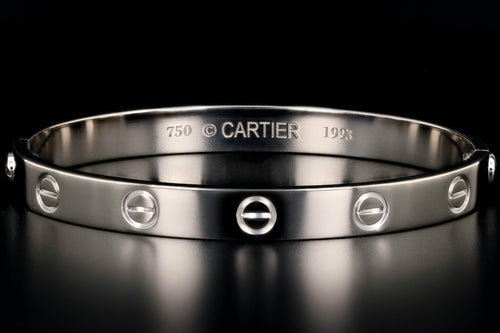 Cartier 18K White Gold Love Bracelet Size 16 - Queen May