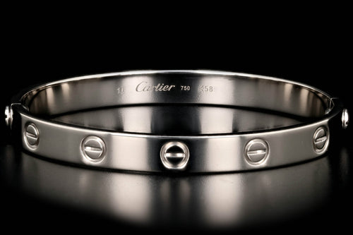 Cartier 18K White Gold Love Bracelet Size 16 - Queen May