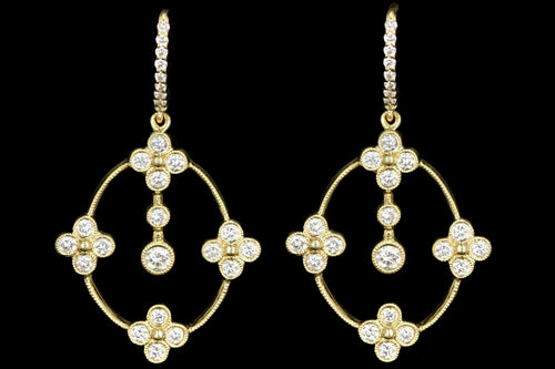 Modern 18K Yellow Gold 1 Carat Diamond Earrings - Queen May