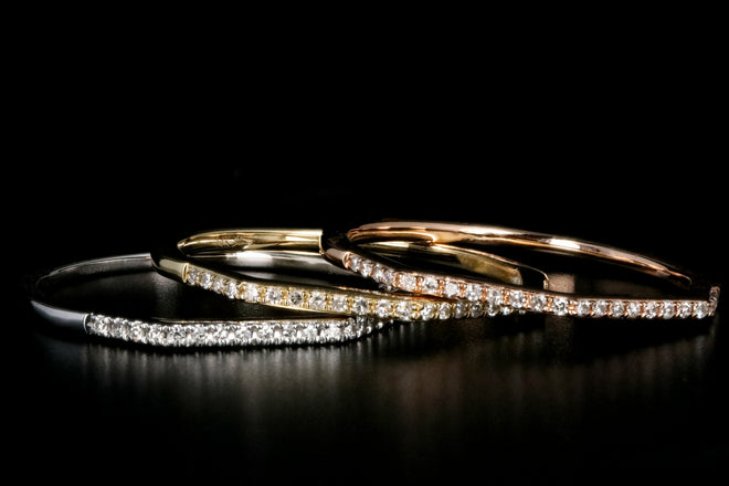 Modern 14K White, Yellow, or Rose Gold .07 Carat Diamond Half Bands - Queen May