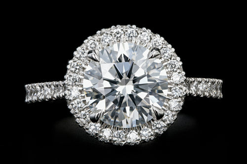New Platinum 2.29 Carat Round Brilliant Cut Diamond Engagement Ring GIA Certified - Queen May
