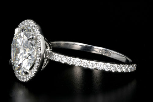New Platinum 3.01 Carat Round Brilliant Cut Diamond Halo Engagement Ring GIA Certified - Queen May