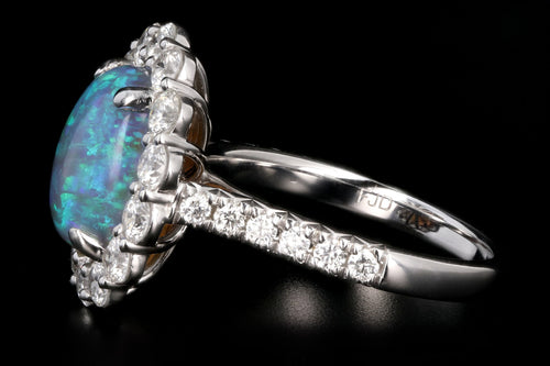 New 14K 2.98 Carat Opal and Diamond Halo Ring - Queen May