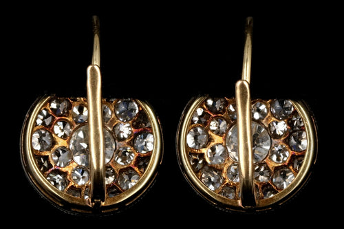 Edwardian Platinum & 14K Yellow Gold Diamond Cluster Earrings - Queen May