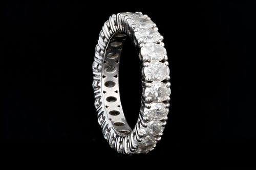 Modern 18K White Gold Oval 4.4 Carat Diamond Eternity Band - Queen May