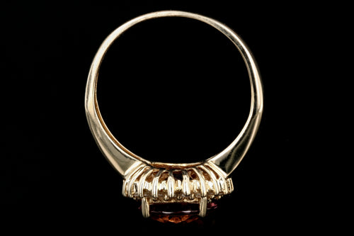 Modern 14K Yellow Gold 3.5 Carat Pink Tourmaline Diamond Halo Ring - Queen May
