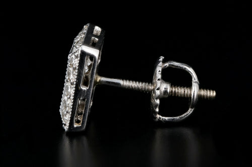 Modern Platinum 1 Carat Round Brilliant Cut Diamond Earrings - Queen May