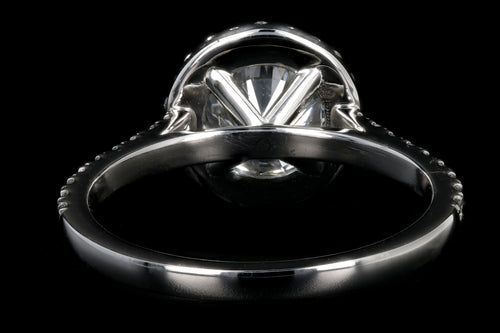 New Platinum 1.56 Carat Round Brilliant Cut Diamond Halo Engagement Ring GIA Certified - Queen May