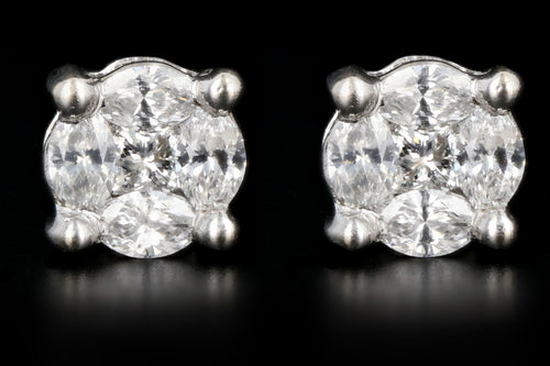 Modern 14K White Gold 1CTW Diamond Earrings - Queen May