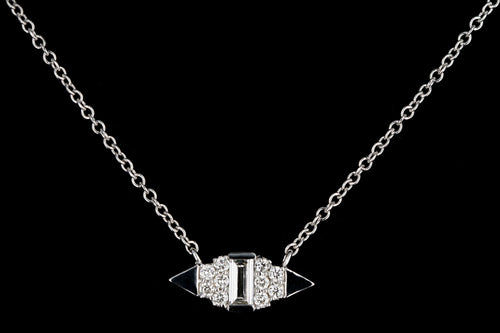 New 14K White Gold Straight Baguette Diamond Necklace - Queen May